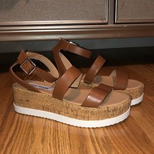 Steve Madden Brown/Tan Wedge Sandals